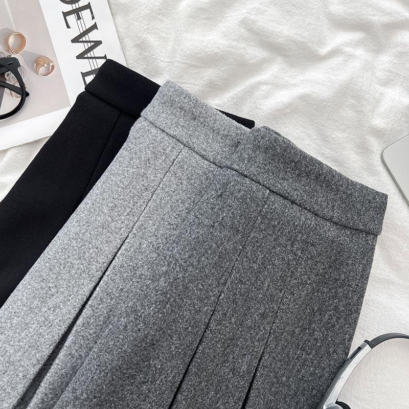 High Waist Plain Mini Pleated Skirt Product Image