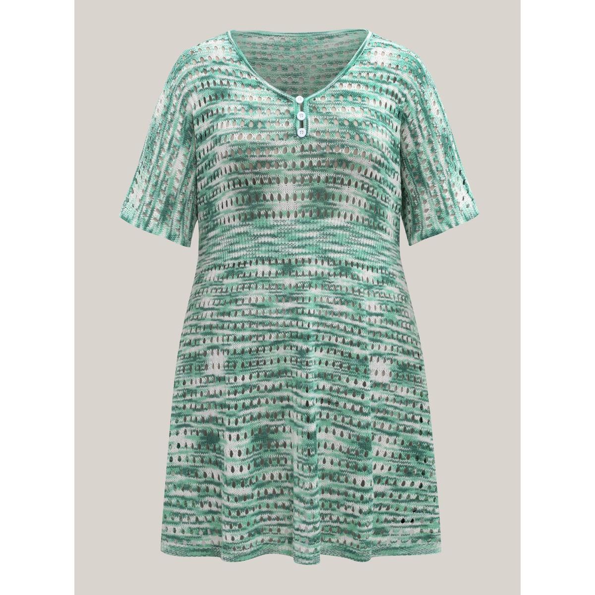 Plus Size Heather Button Detail Cut-Out Swim Cover-Up Women's Swimwear Mint Beach Loose Curve Swim Cover Ups BloomChic 18-20/2X Product Image