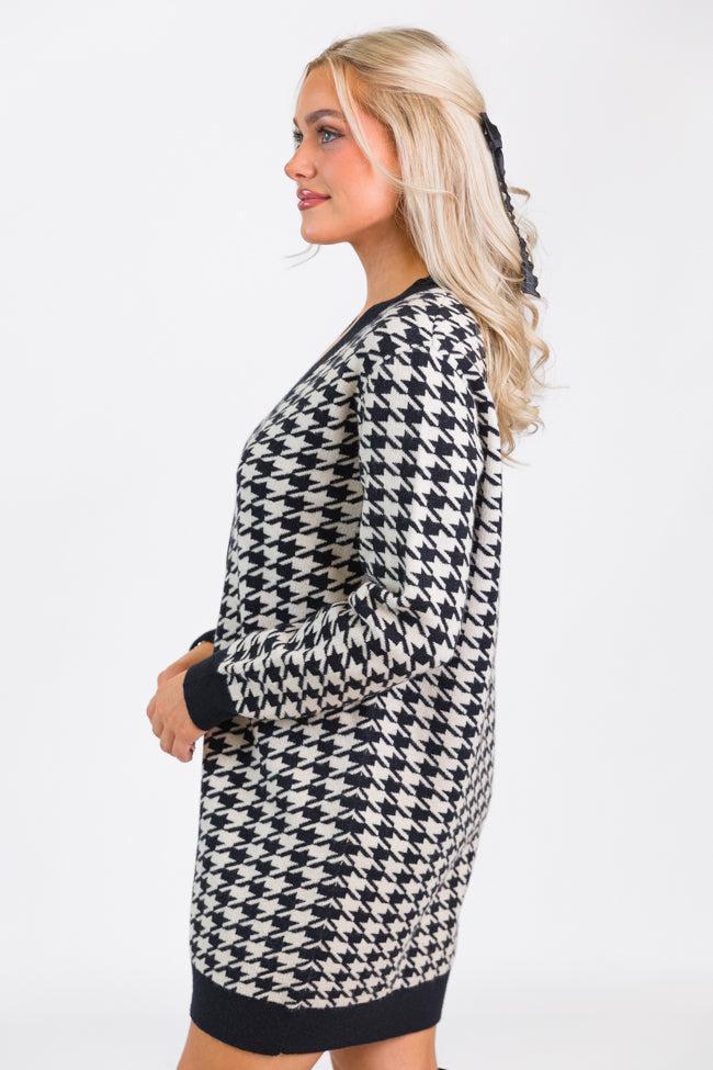 Where You Belong Houndstooth Button Front Cardigan Dress Product Image