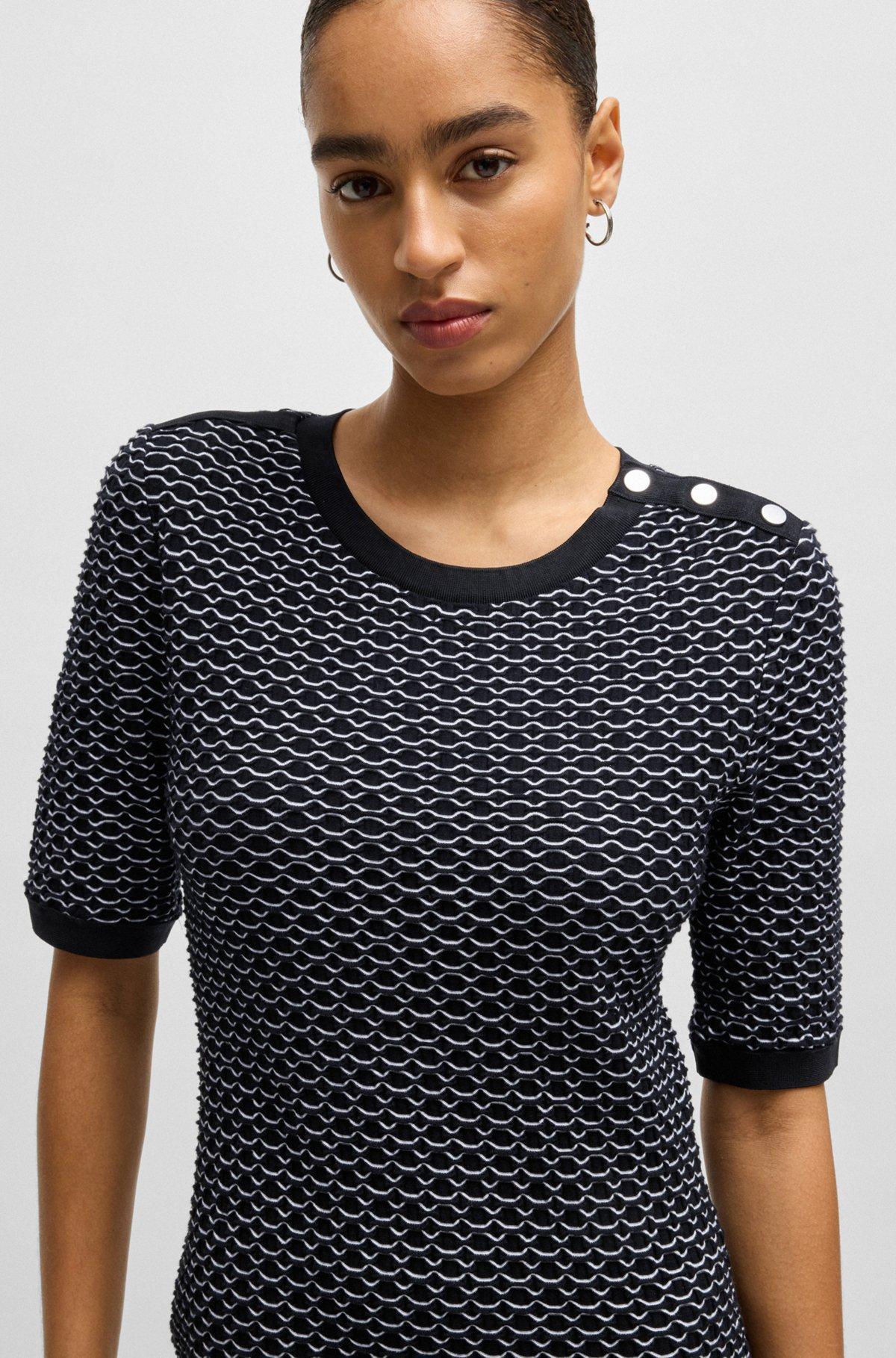 BOSS - Structured-stripe dress in stretch-cotton jersey - Patterned Product Image