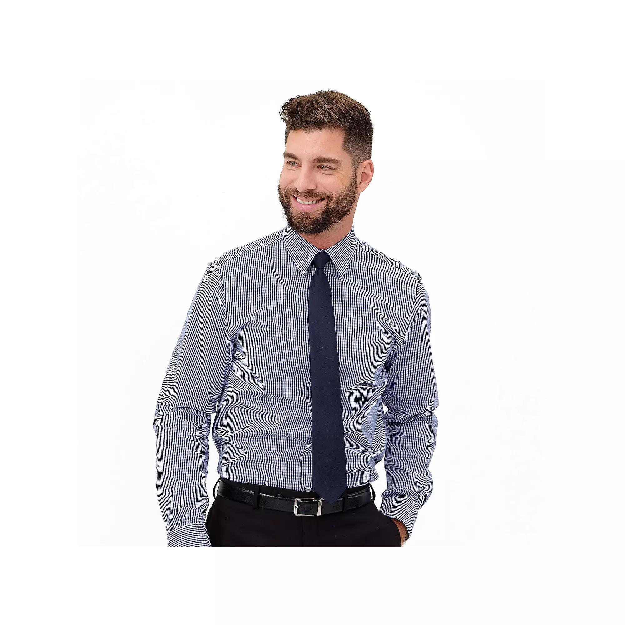 Men's Nick Graham Modern-Fit Stretch Dress Shirt & Tie Set, Size: XL-34/35, Black Gingham Product Image