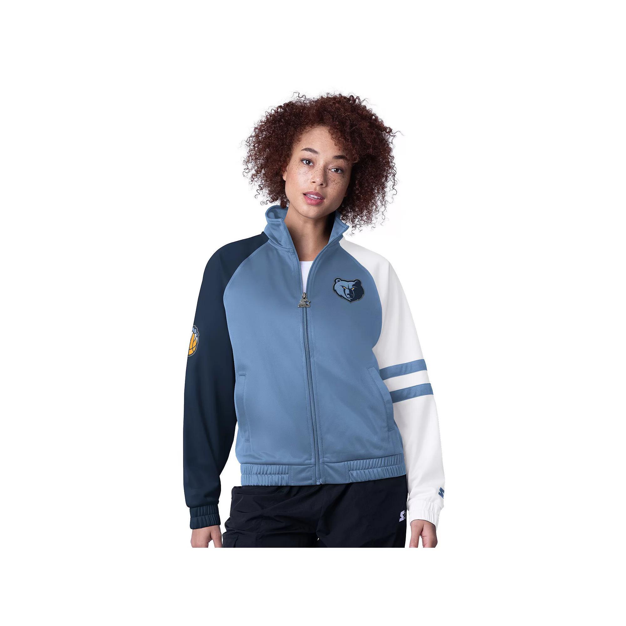 Women's Starter Light Blue Memphis Grizzlies Line Up Dolman Raglan Full-Zip Track Jacket, Size: Small, Grz Light Product Image