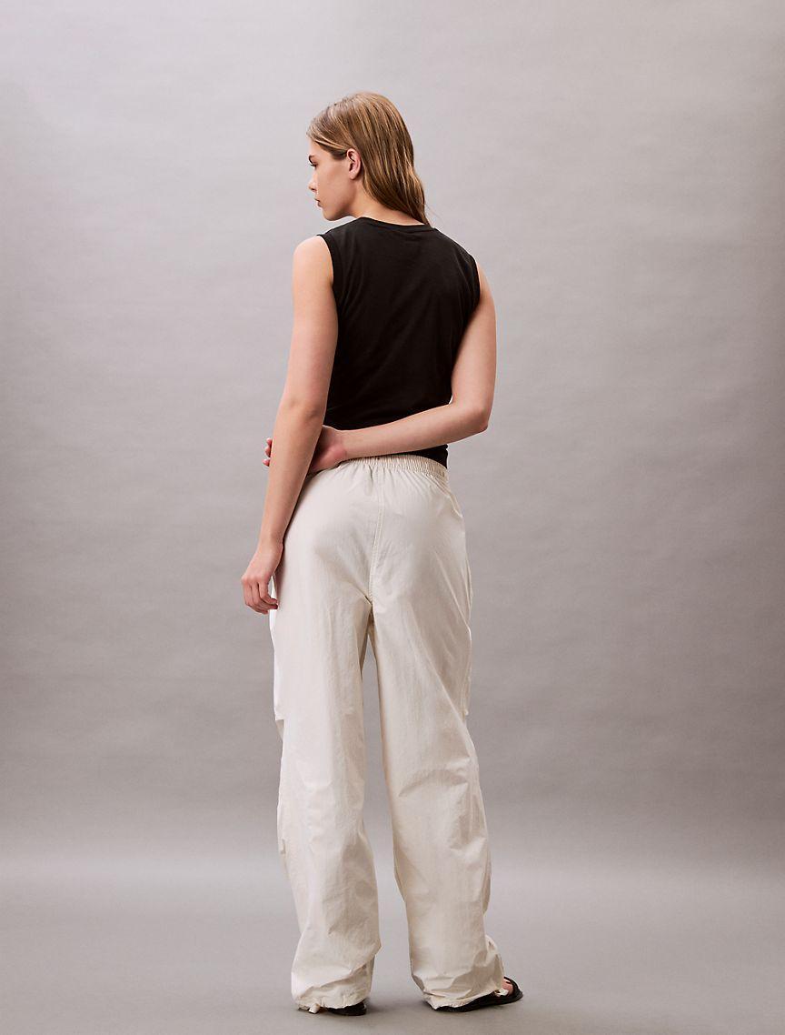 Calvin Klein Women's Crinkle Nylon Parachute Pants - White - M Product Image