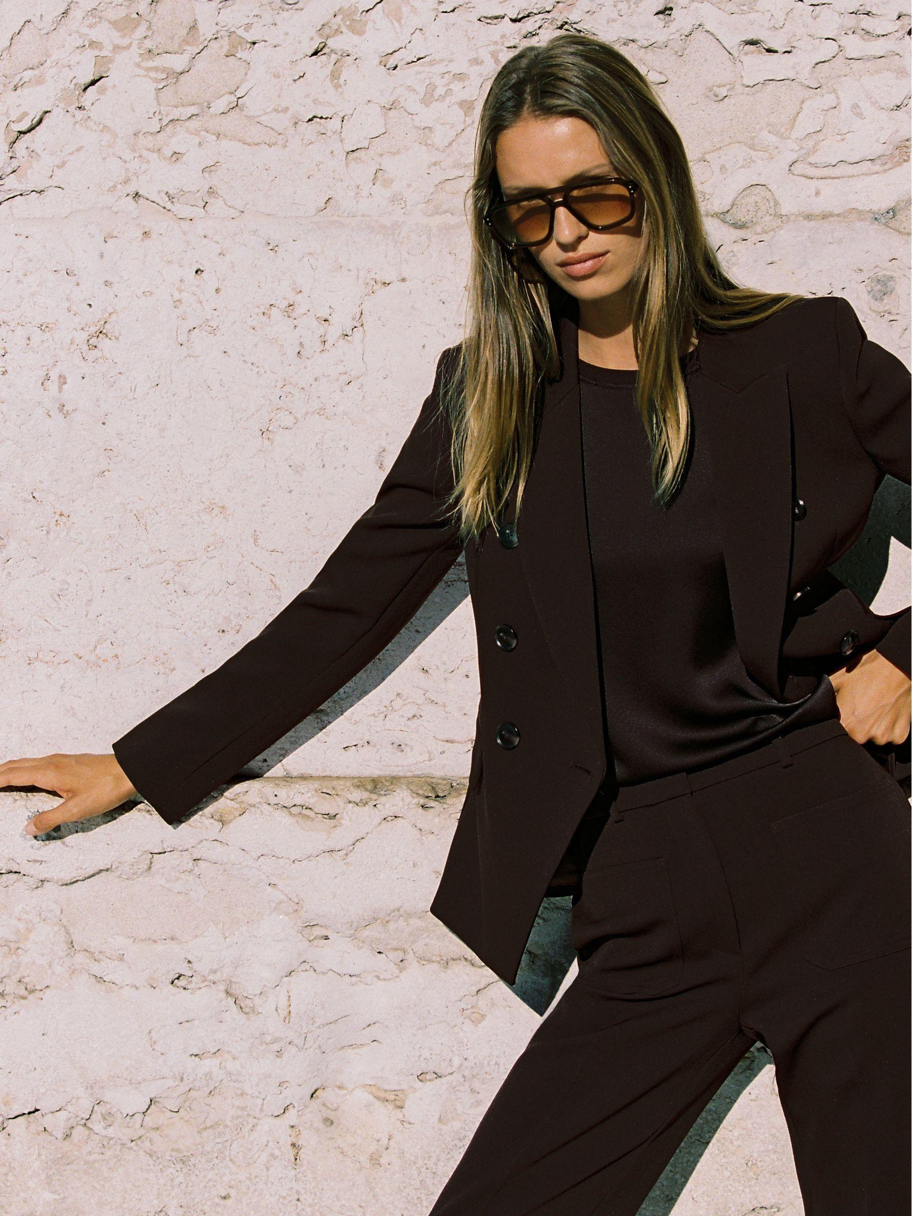 Double-Breasted Suit Blazer in Chocolate Brown Product Image