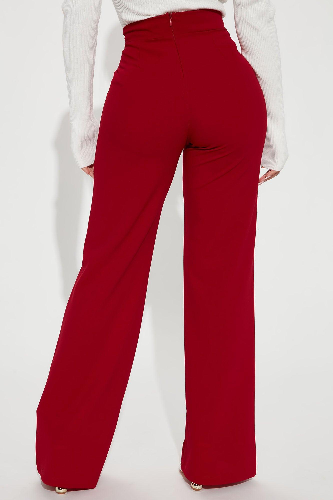 Petite Victoria High Waisted Dress Pants - Red Product Image