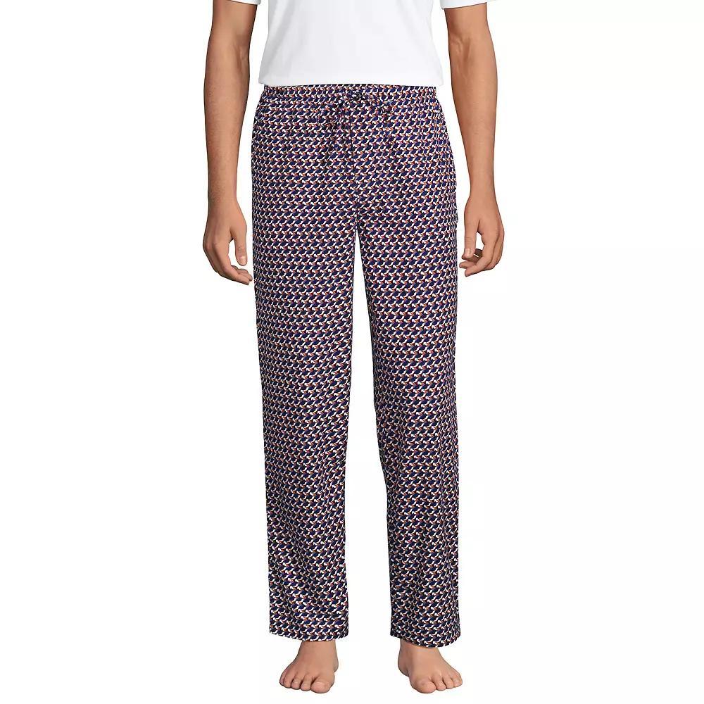 Men's Lands' End Flannel Pajama Sleep Pants, Size: Large, Deep Blue Puffins Product Image