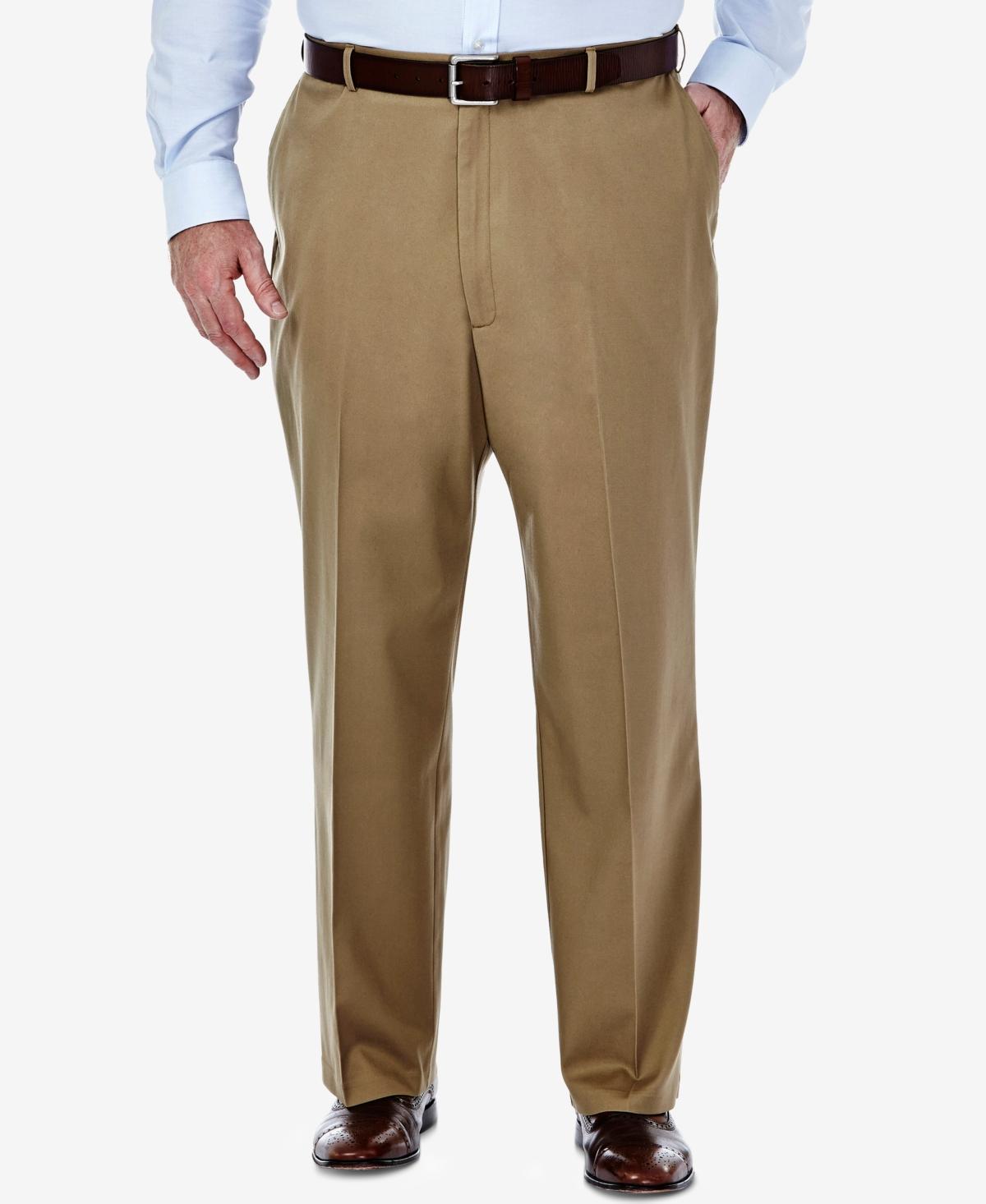 Big & Tall Haggar® Premium Stretch No-Iron Khaki Flat-Front Pants, Men's, Size: 44X30, Dark Blue Product Image