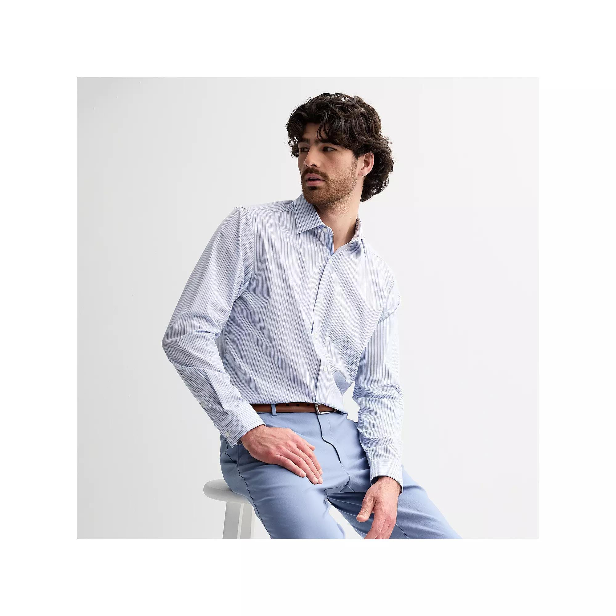Men's Apt. 9® Premier Flex Regular-Fit Wrinkle Resistant Dress Shirt, Size: XL-34/35, Snorkel Blue Stripe Product Image