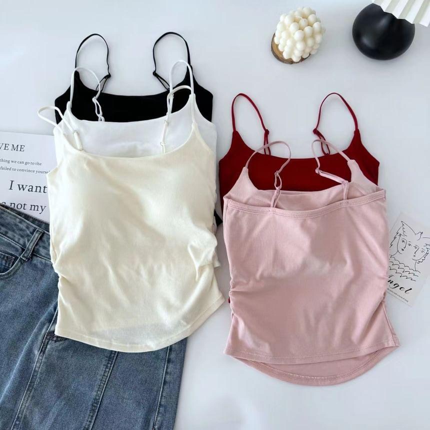 Plain Ruched Padded Cami Top Product Image