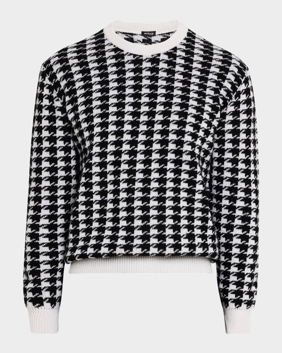 Mens Wool Houndstooth Crewneck Sweater Product Image