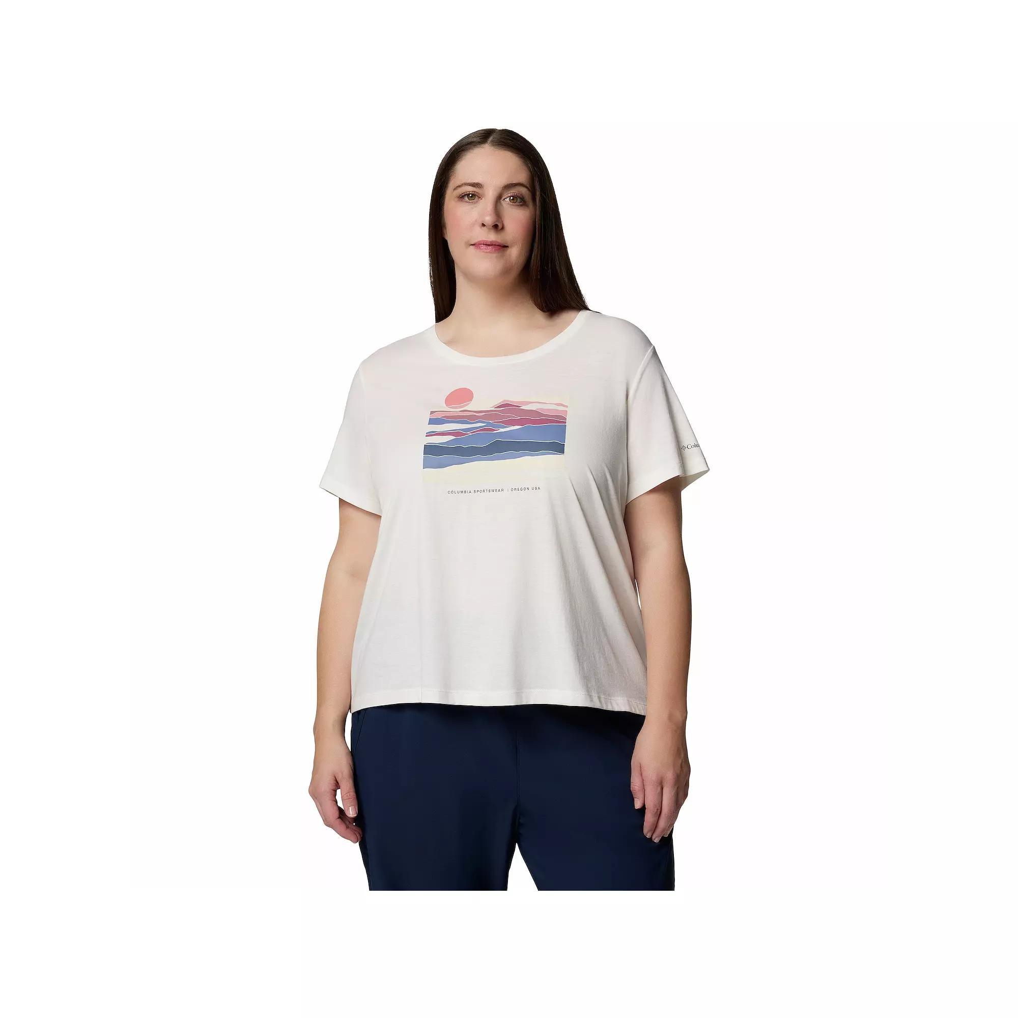 Plus Size Columbia Ruby Springs Graphic Scoop Neck Short Sleeve Tee, Women's, Size: 2XL, Salt Product Image