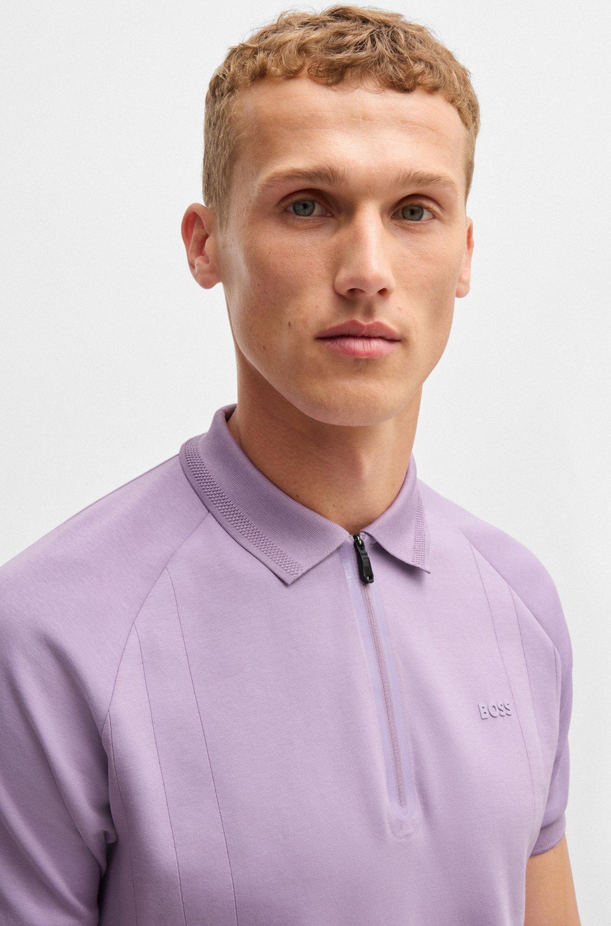  polo shirt in drop-needle stretch fabric Product Image