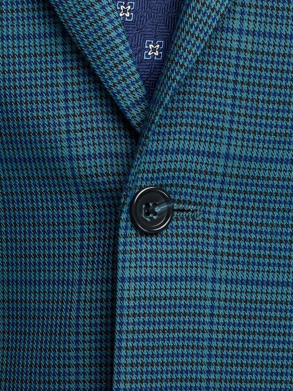 Microfiber Houndstooth Notch Lapel Suit Jacket - Navy/blue Product Image