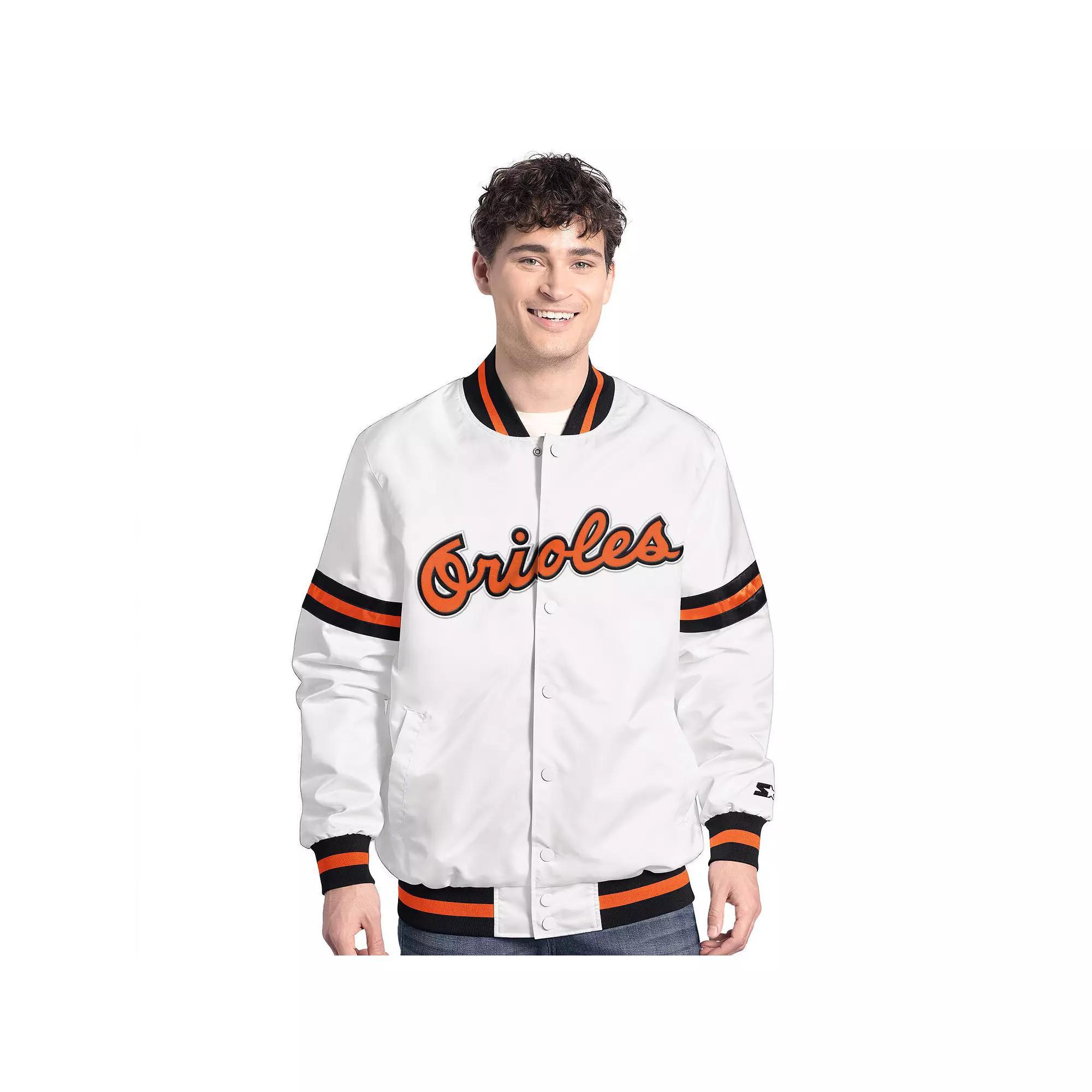 Men's Starter  White San Diego Padres Cooperstown Scout Full-Snap Varsity Jacket, Size: Medium Product Image
