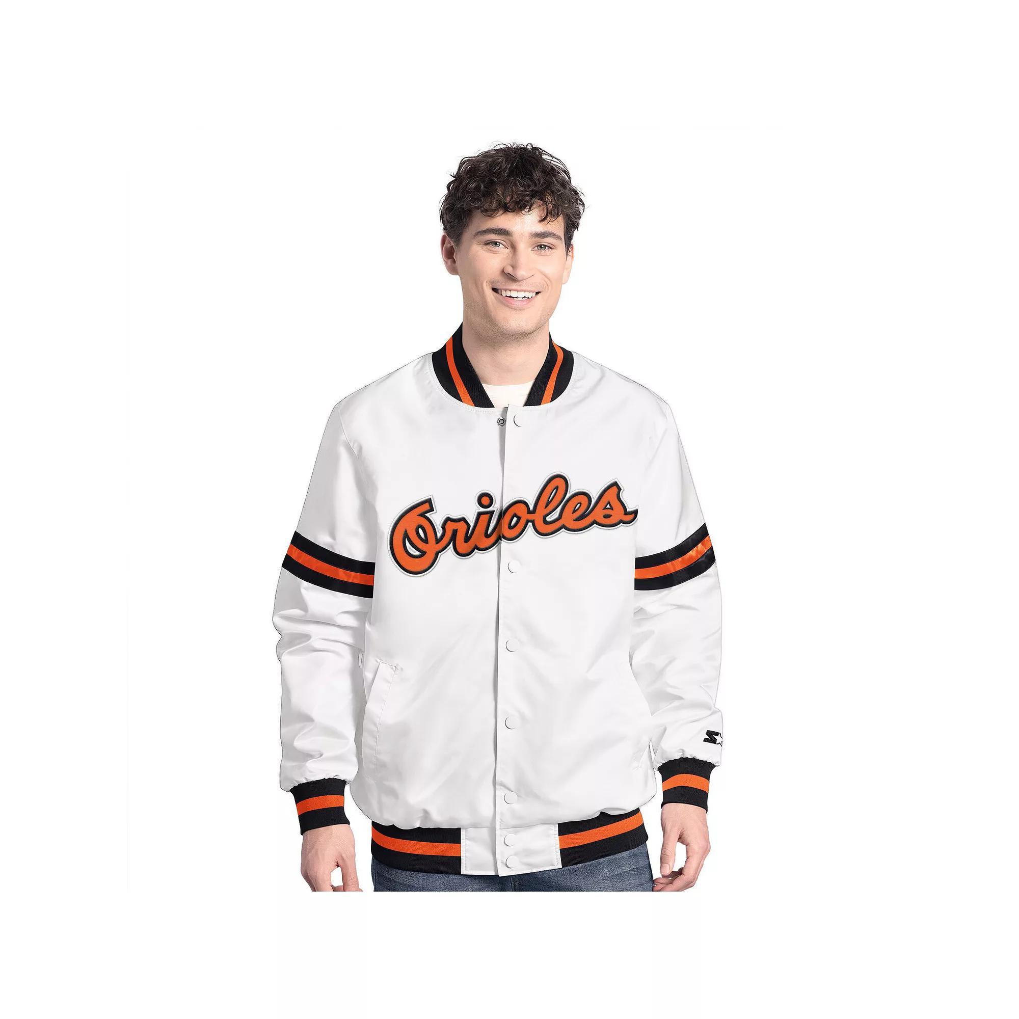 Men's Starter  White Baltimore Orioles Cooperstown Scout Full-Snap Varsity Jacket, Size: XL Product Image