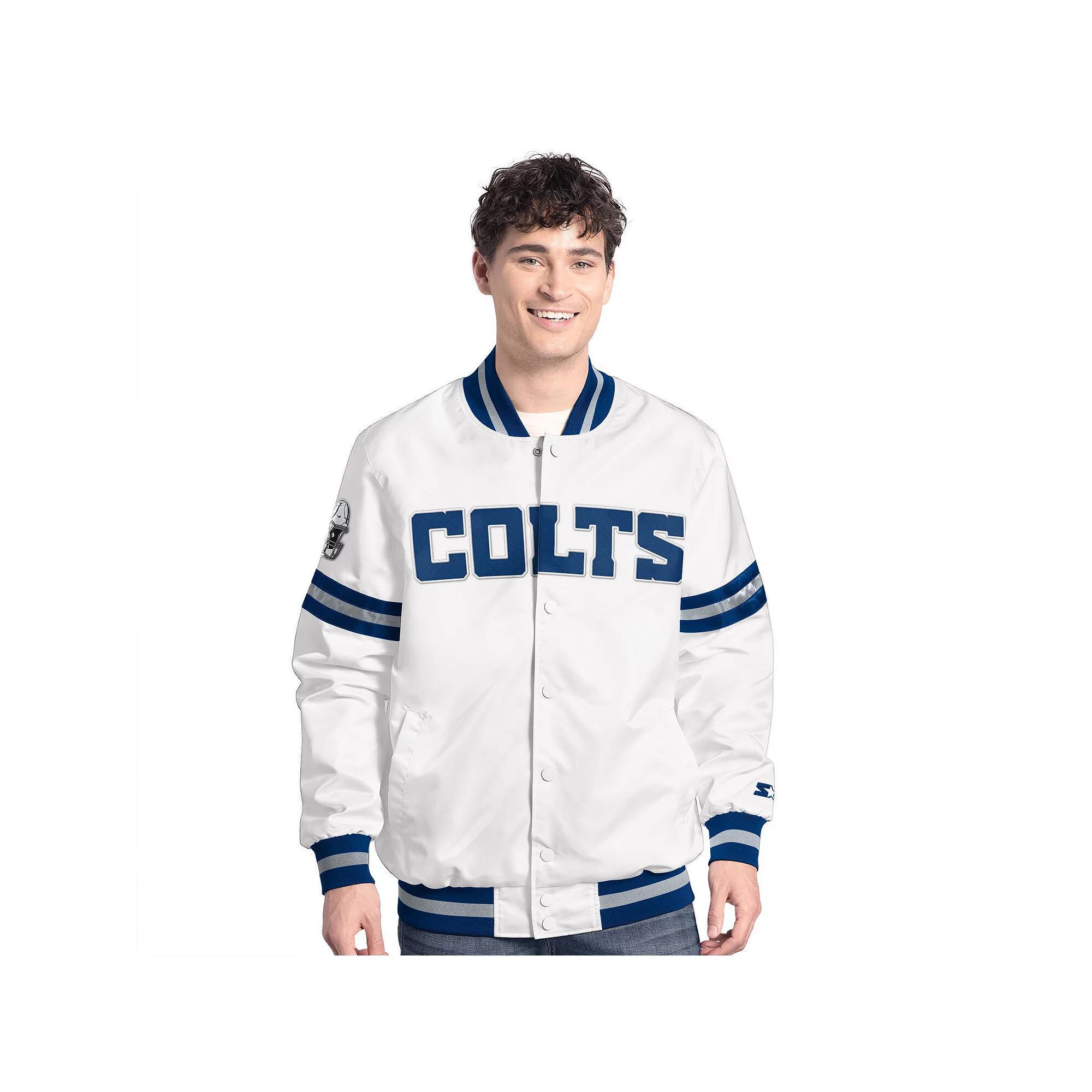 Men's Starter  White Indianapolis Colts Scout Full-Snap Varsity Jacket, Size: XL Product Image