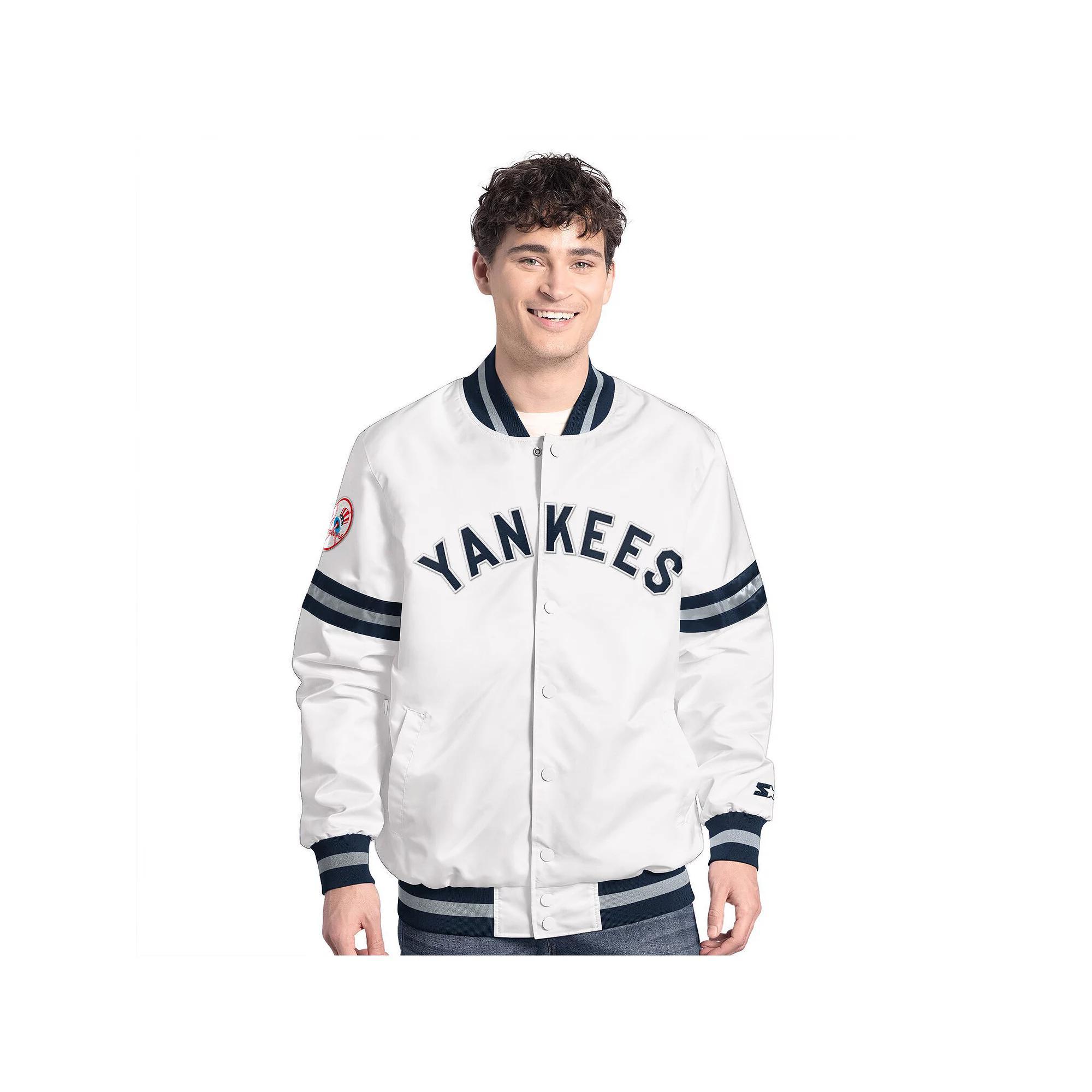 Men's Starter  White New York Yankees Cooperstown Scout Full-Snap Varsity Jacket, Size: 3XL Product Image