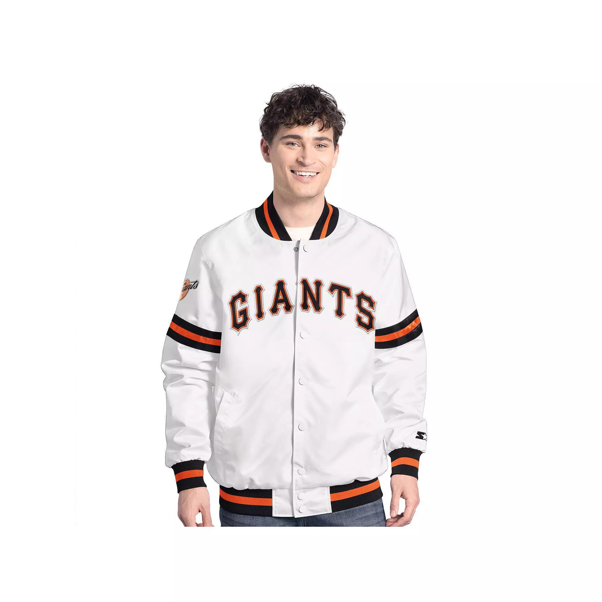 Men's Starter  White San Francisco Giants Cooperstown Scout Full-Snap Varsity Jacket, Size: XL Product Image