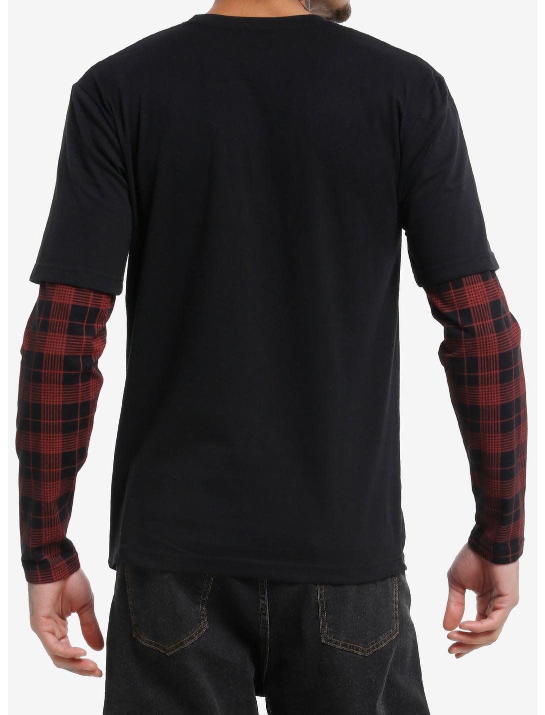 Black & Red Plaid Twofer Long-Sleeve T-Shirt Product Image