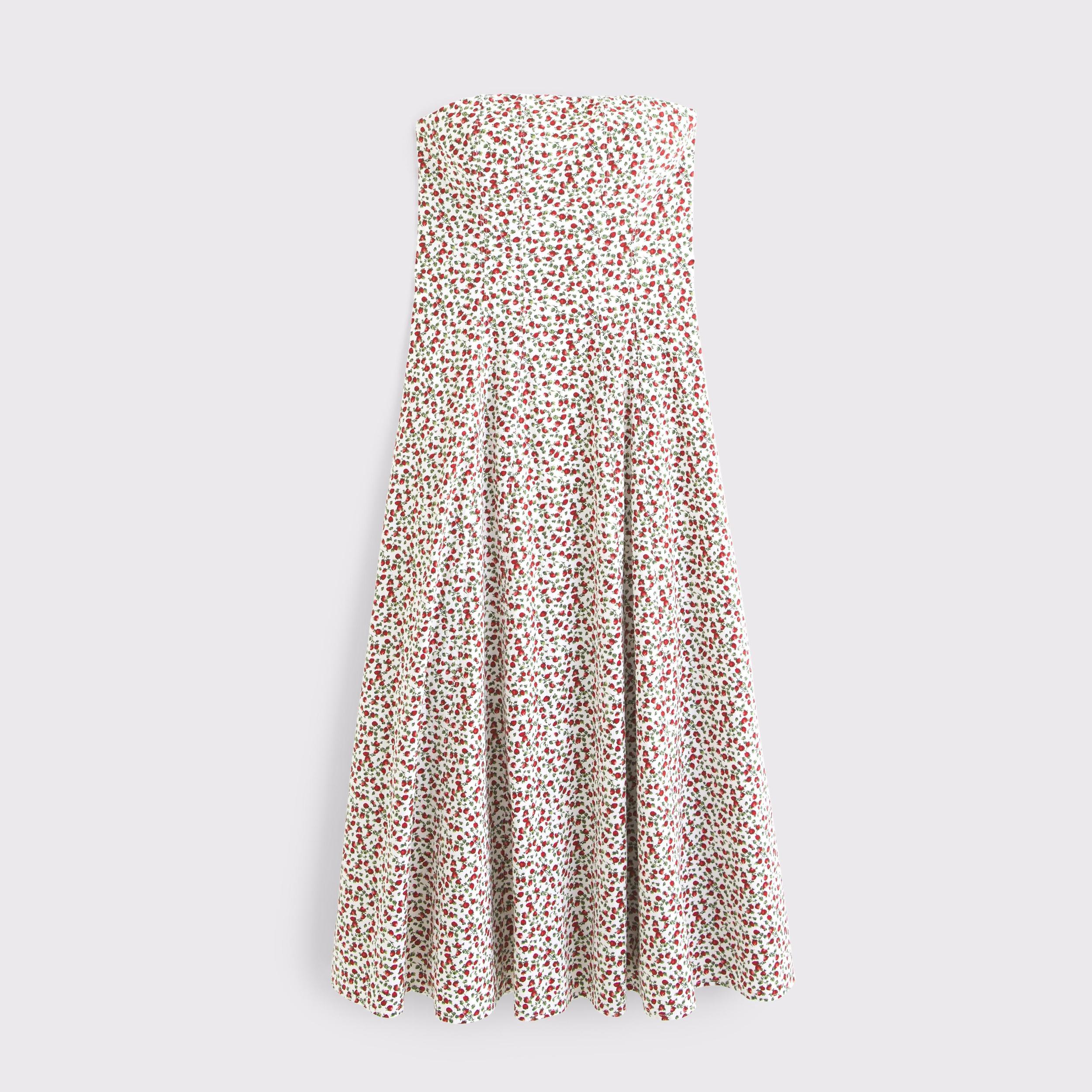 The A&F Mila Strapless Midi Dress Product Image
