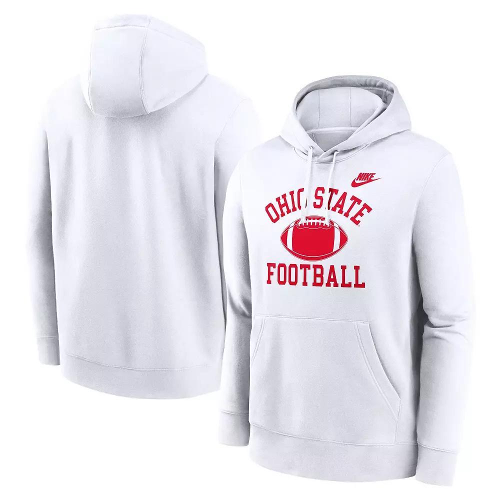 Men's Nike White Ohio State Buckeyes Legacy Football Icon Club Fleece Pullover Hoodie, Size: Small Product Image