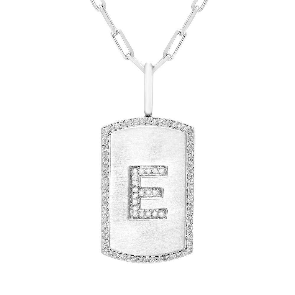 It's Personal Initial Sterling Silver & 1/4 Carat T.W. Diamond Dog Tag Necklace, Women's, Size: 20", Sterling Z Product Image