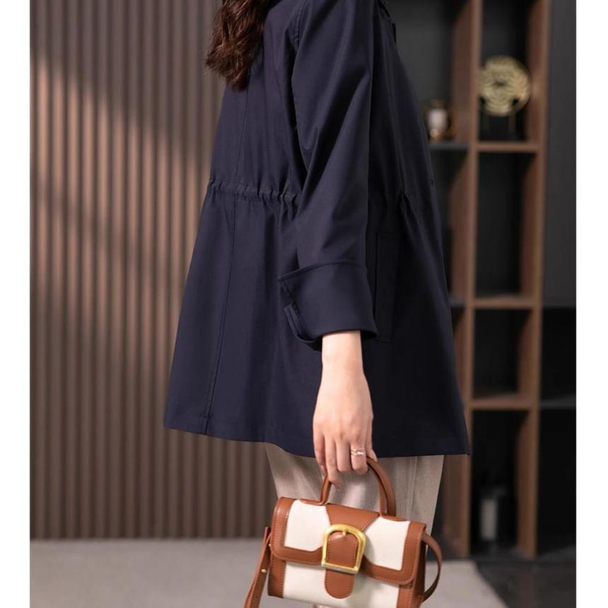 Collared Button-Up Trench Jacket Product Image