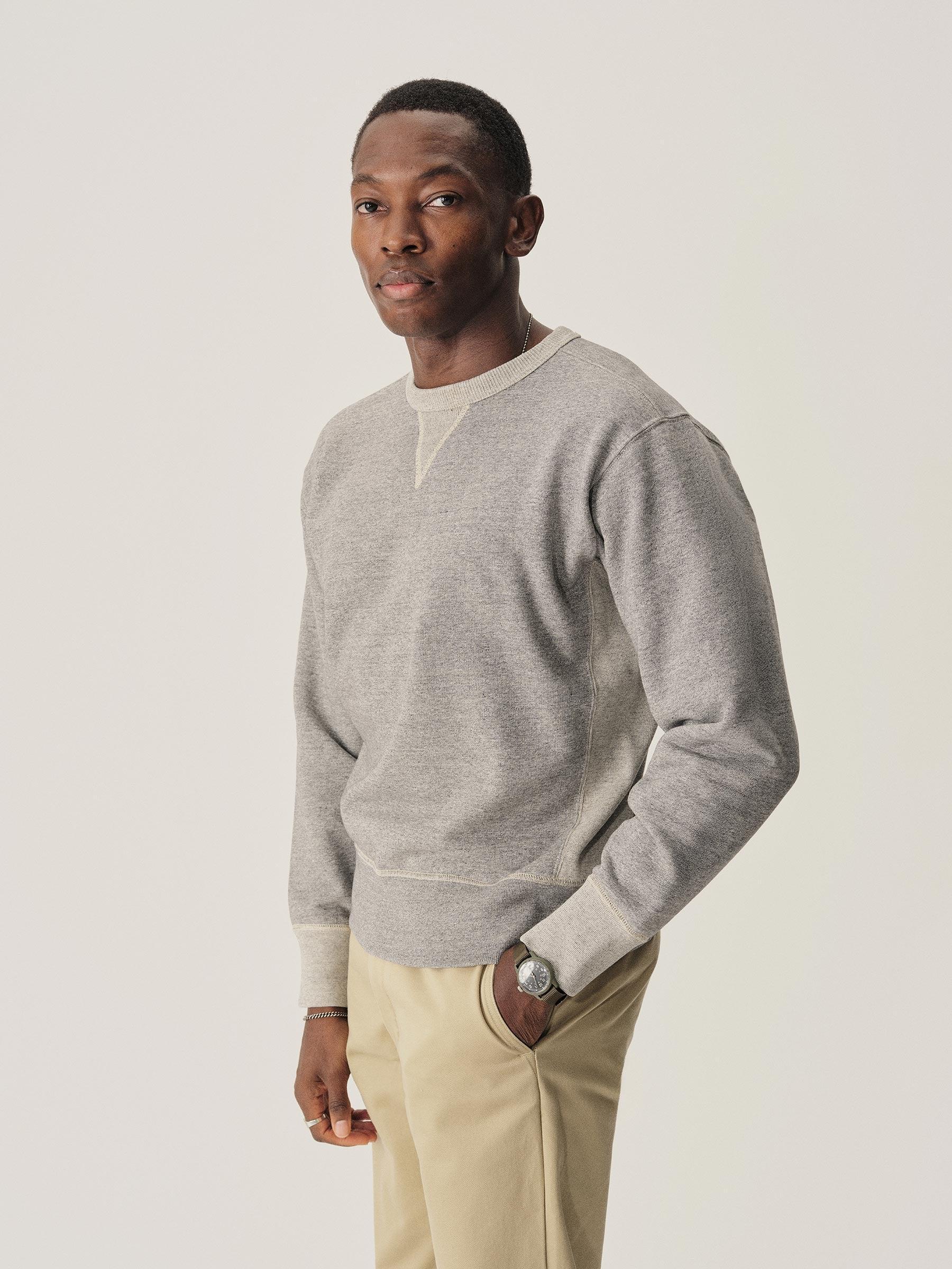 Heather Grey Welterweight Double V Crew Sweatshirt Product Image