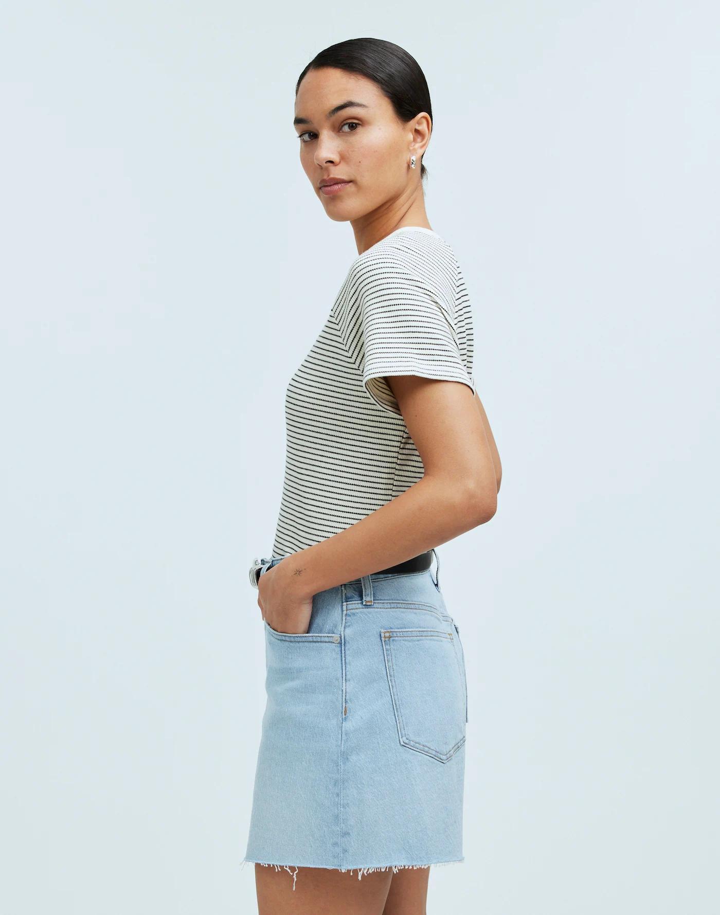 Splitneck Raglan-Sleeve Tee in Stripe Product Image