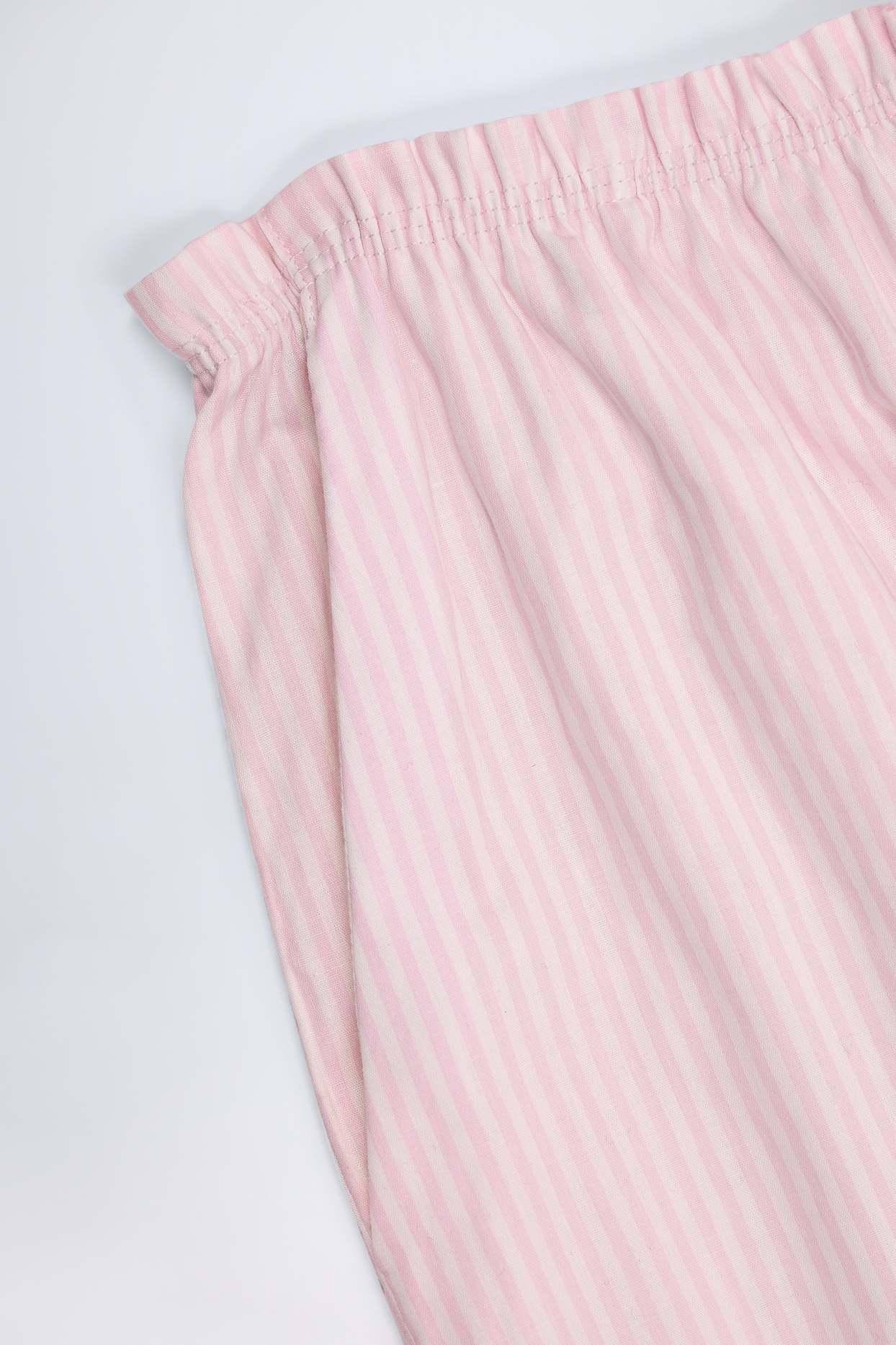 Wide-Leg Cotton-Poplin Trousers in Pink & White Stripe Product Image