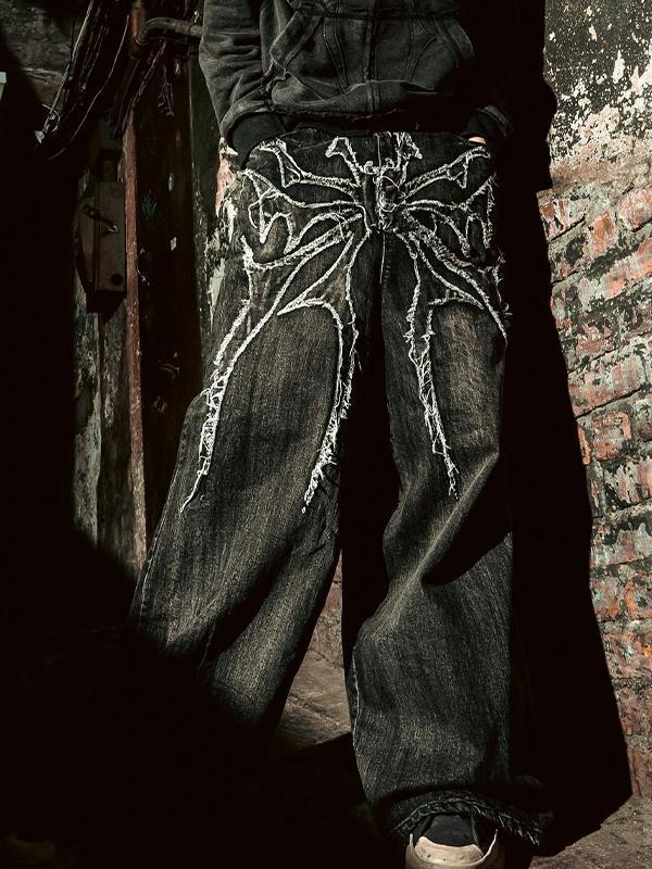 Men's Graphic Print Loose Jeans Product Image