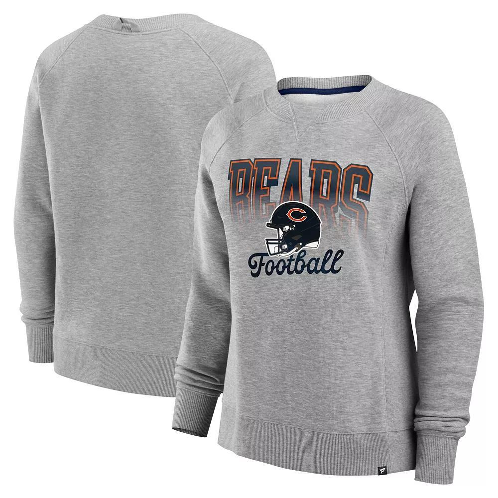 Women's Fanatics Heather Gray Chicago Bears Hit Hard Fleece Pullover Sweatshirt, Size: Small, Grey Product Image