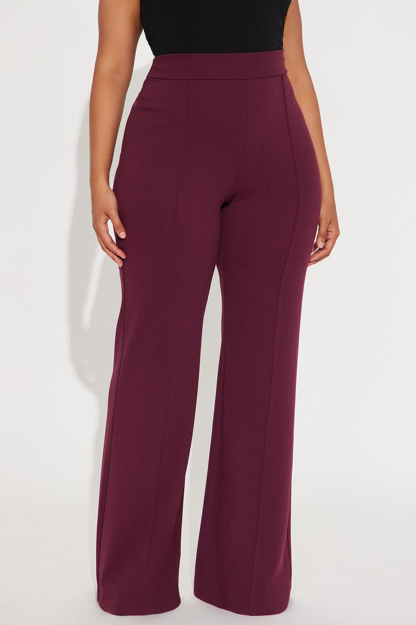 Tall Victoria High Waisted Dress Pants - Burgundy Product Image