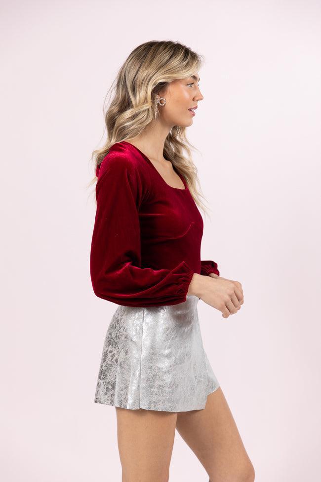 Cold Snap Burgundy Velvet Bodysuit FINAL SALE Product Image