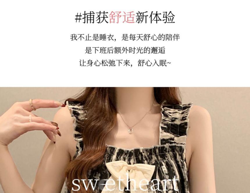 Pajama Set: Bow Tie Dye Padded Camisole Top + Shorts Product Image