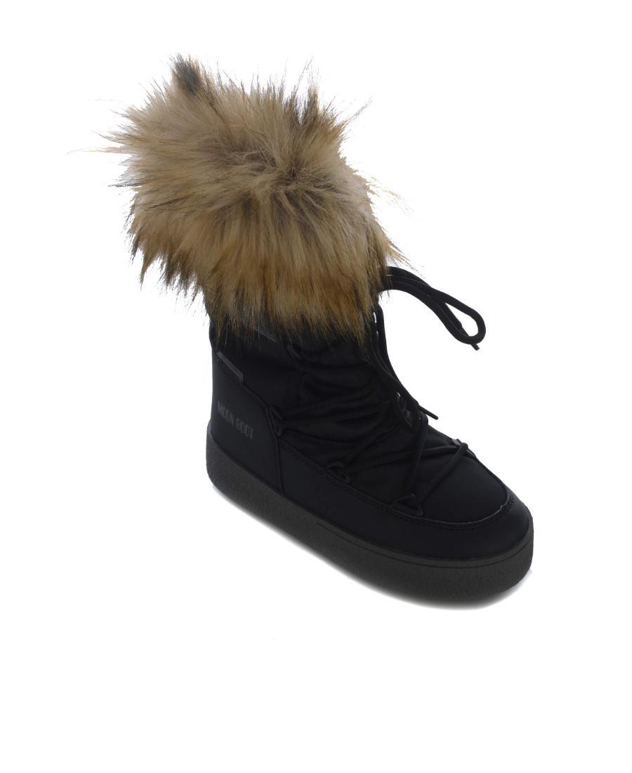 MOON BOOT Track Monaco Faux Fur Short Snow Boots In Black Product Image
