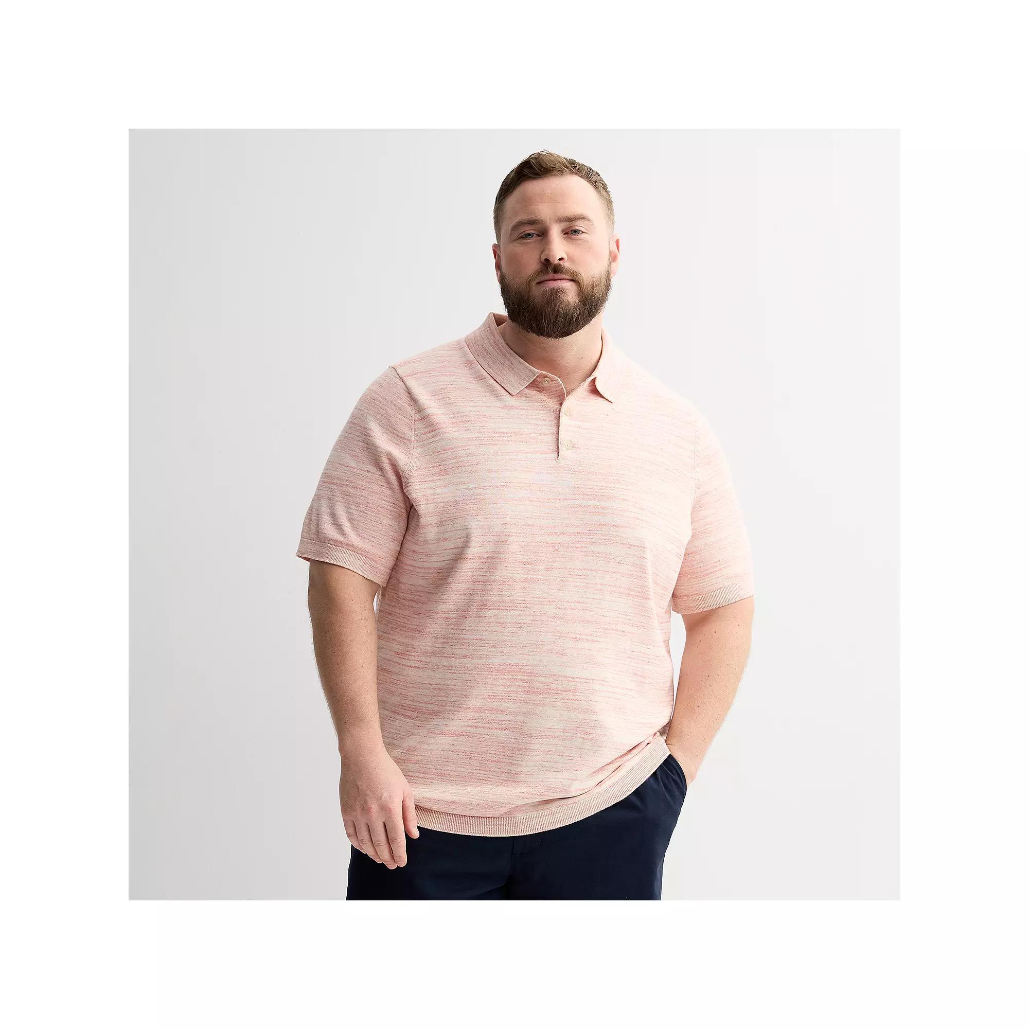 Big & Tall Sonoma Goods For Life® Short Sleeve Sweater Polo, Men's, Size: XXL Tall, Pink Spacedye Product Image