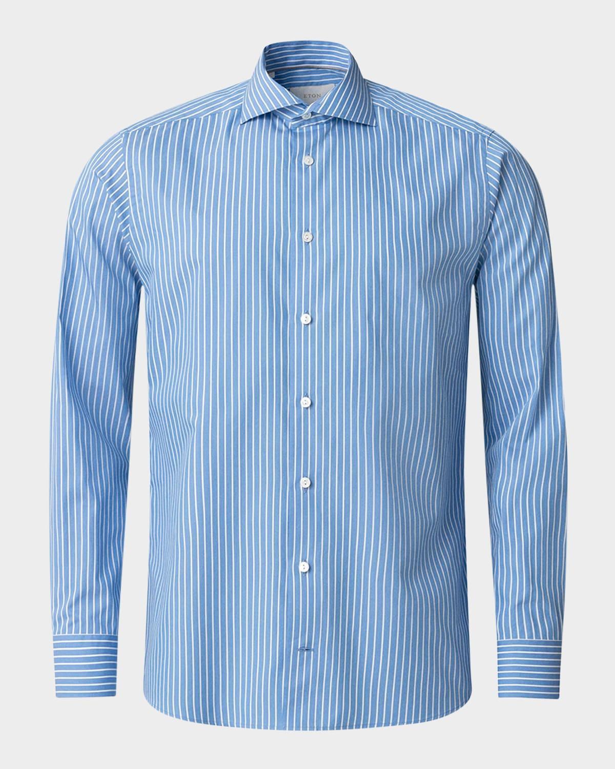 Mens Elevated Cotton and Silk Stripe Contemporary-Fit Sport Shirt Product Image