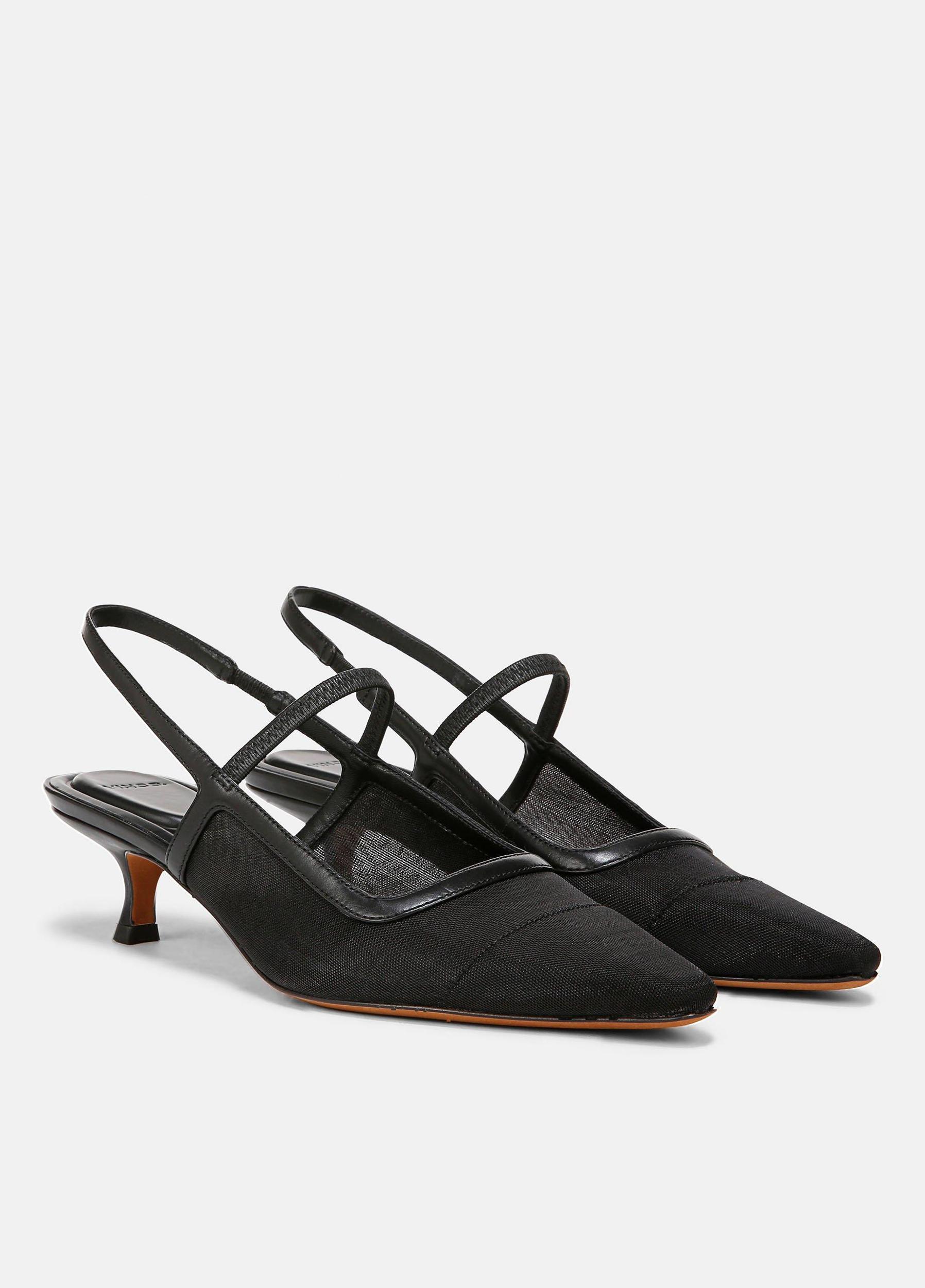 Venice Leather and Mesh Slingback Kitten Heel Product Image