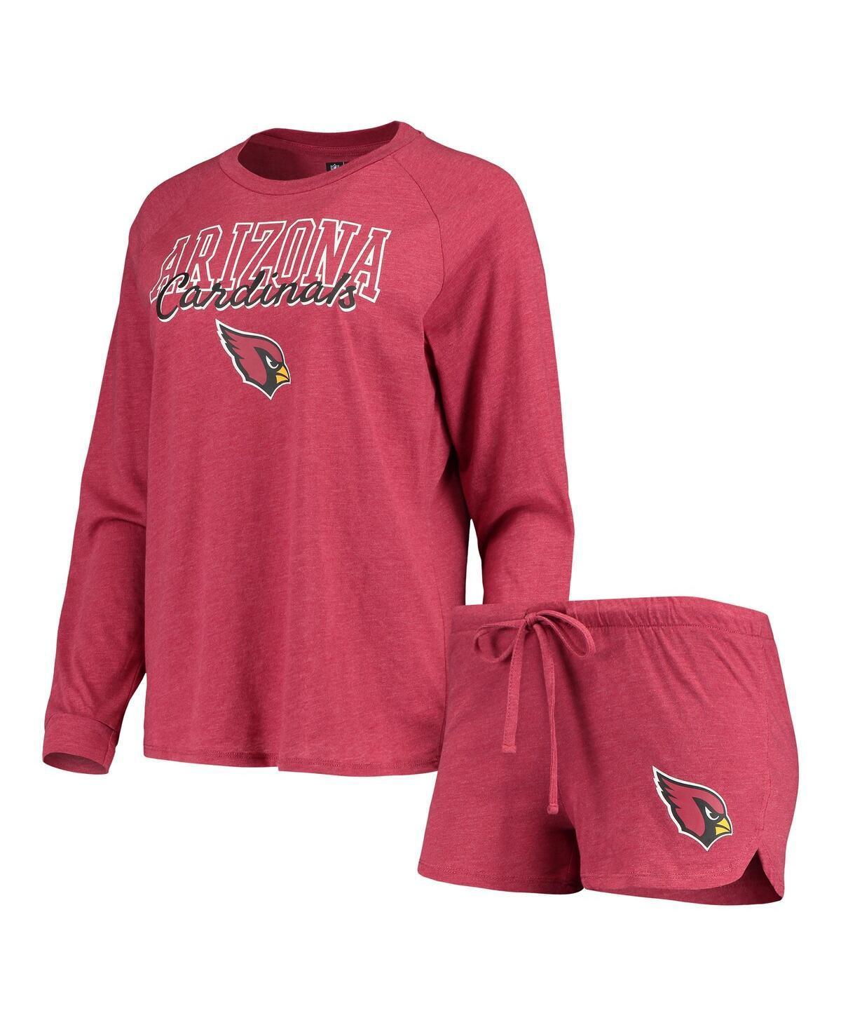 Women's Concepts Sport Cardinal Arizona Cardinals Meter Knit Long Sleeve Raglan Top & Shorts Sleep Set, Size: Large, Red Product Image