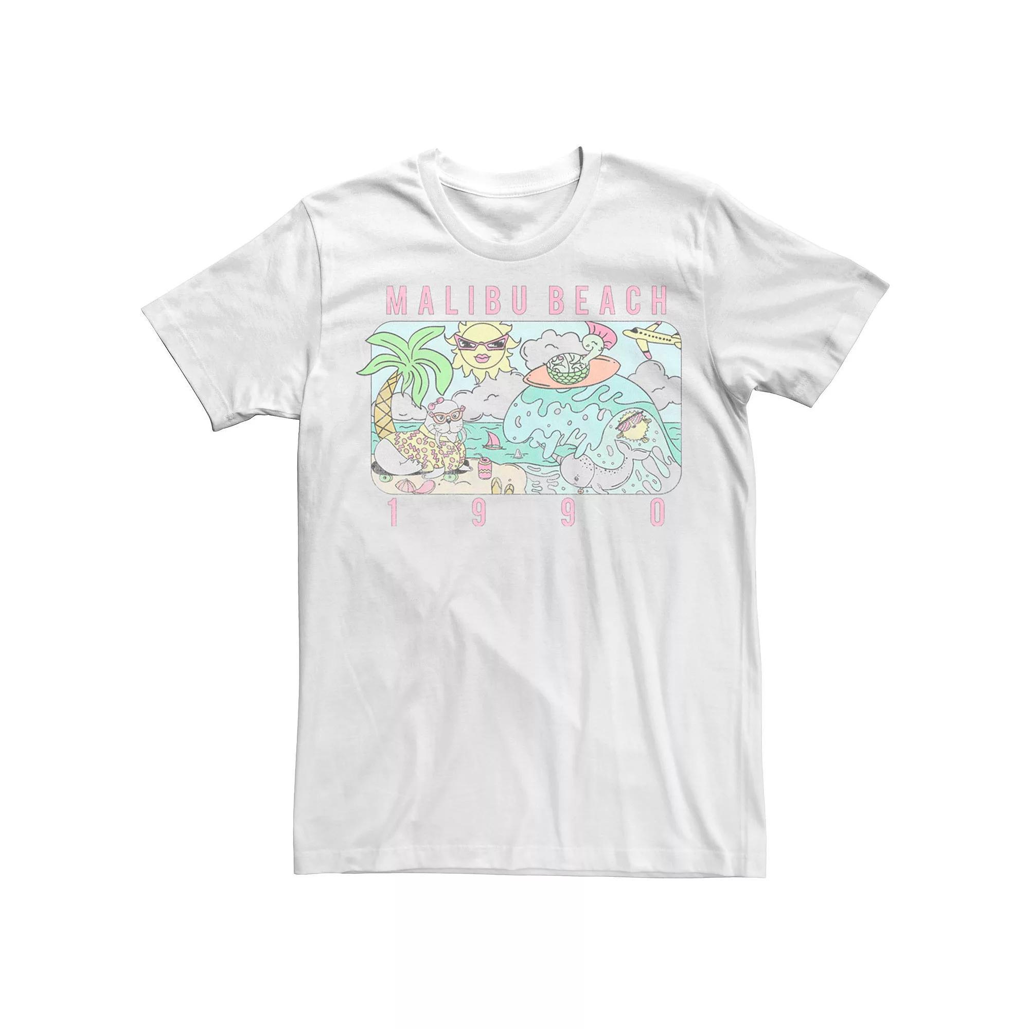 Men's Malibu Beach 1990 Ocean Doodles Tee, Size: Small, White Product Image