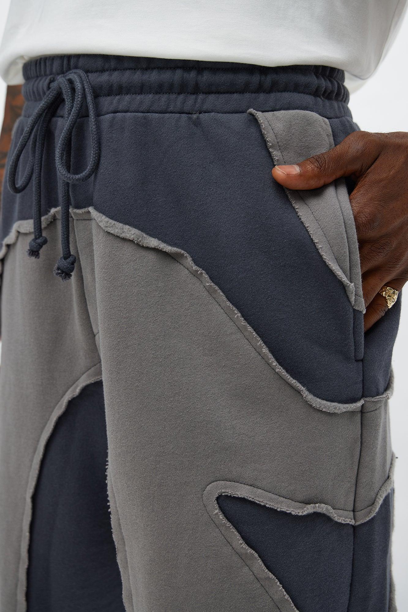 Patchwork Baggy Sweatshort - Grey Product Image