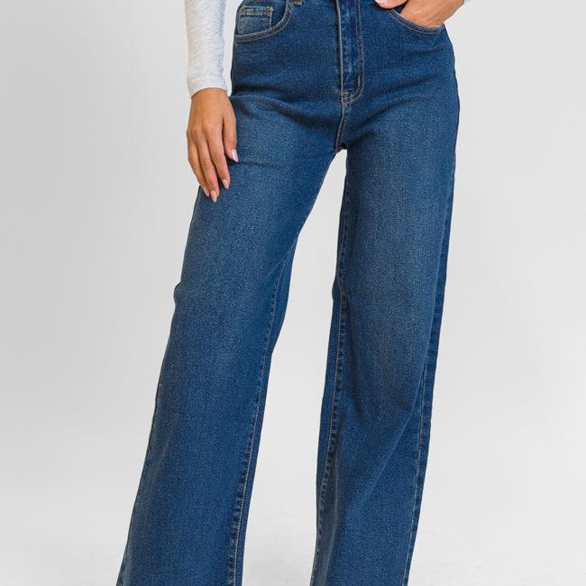 Kelsea Dark Wash Wide Leg Jeans Product Image