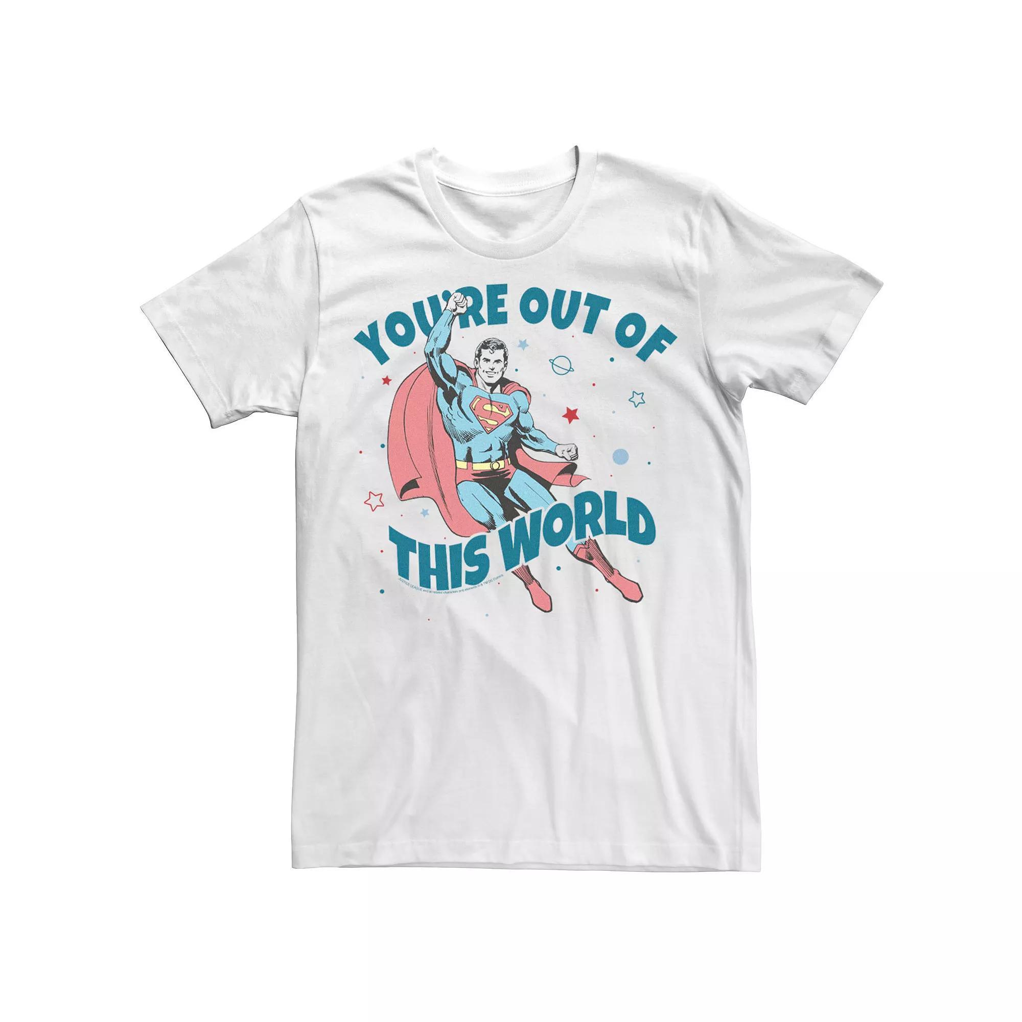 Big & Tall DC Comics Valentine's Day Superman "You're Out Of This World" Tee, Men's, Size: 4XL, White Product Image
