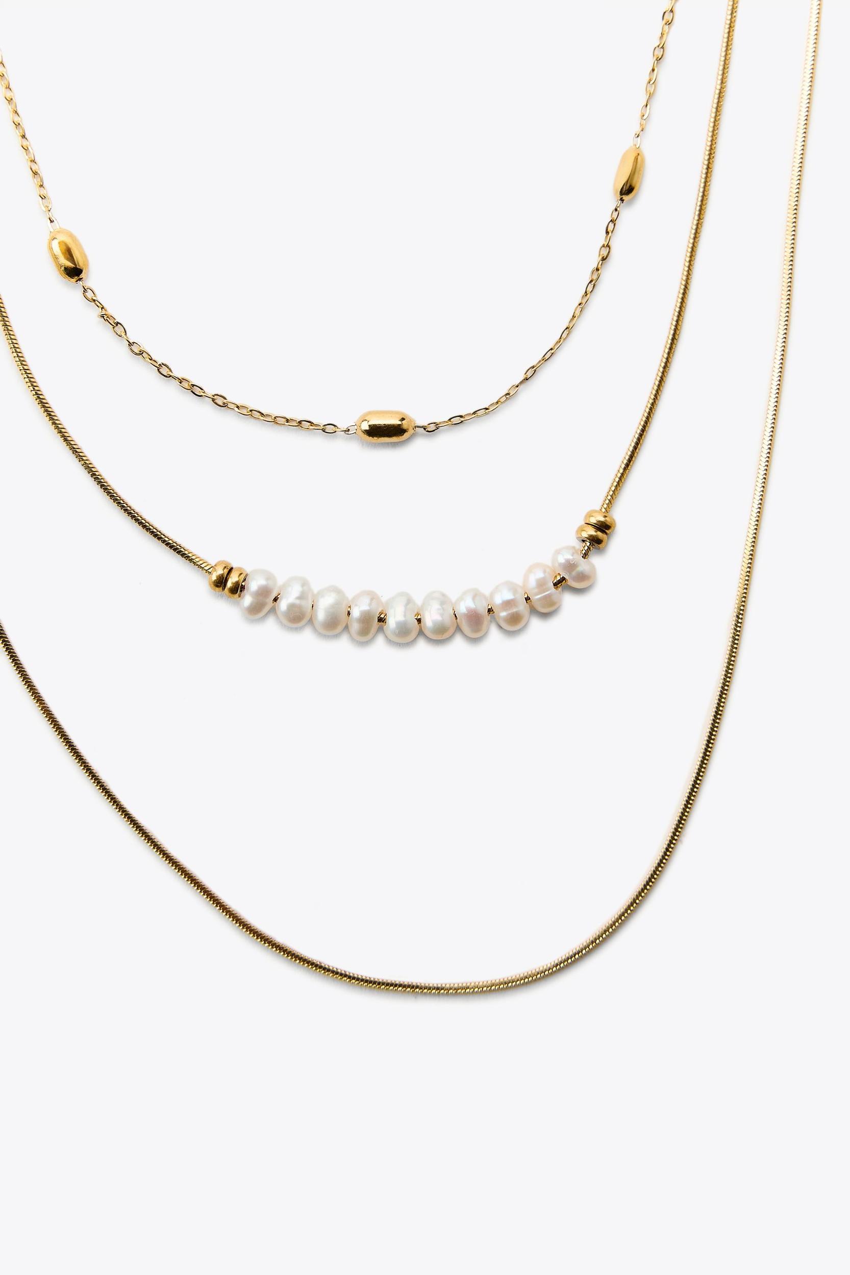 WATERPROOF 3-PACK CHAIN AND PEARL NECKLACES Product Image