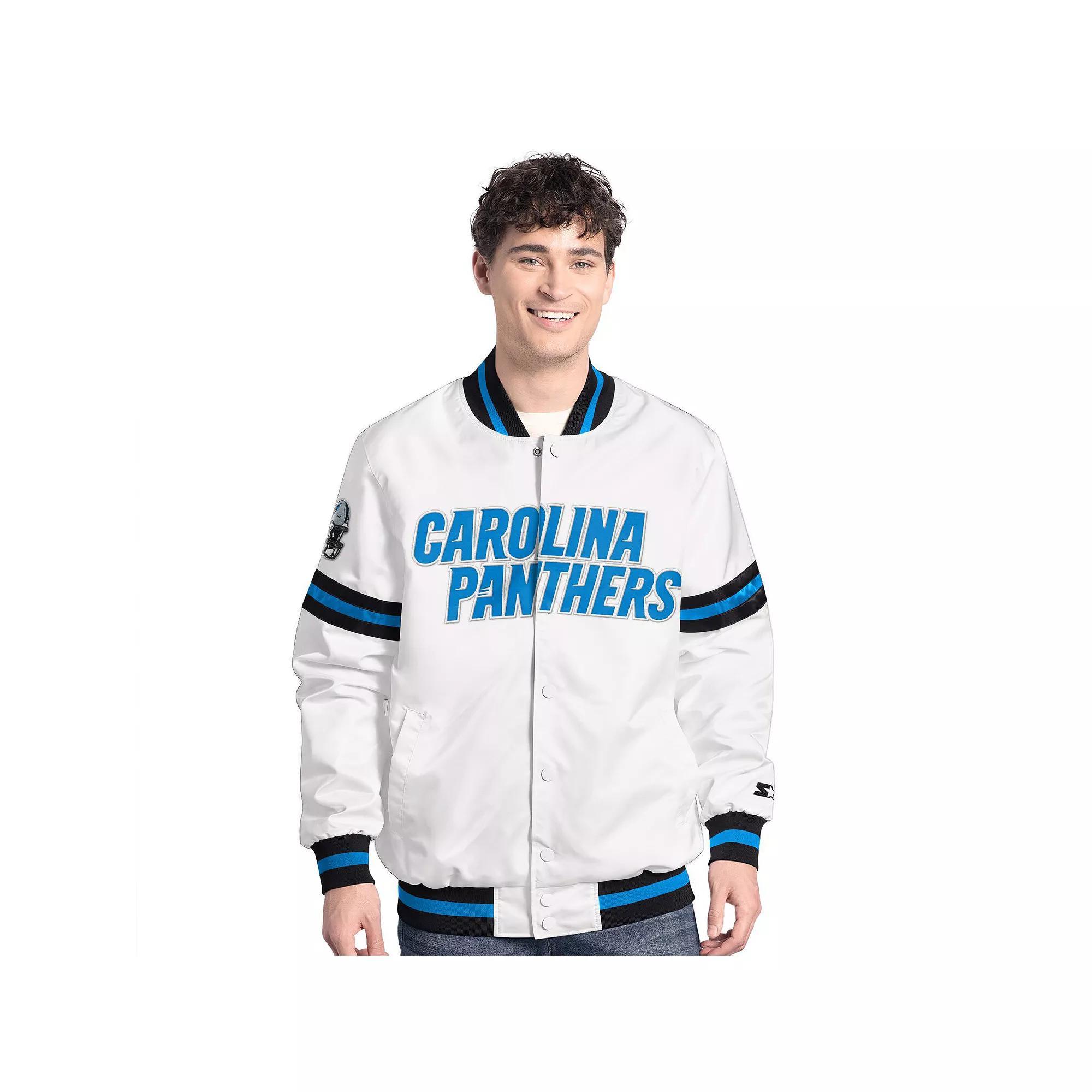 Men's Starter  White Carolina Panthers Scout Full-Snap Varsity Jacket, Size: XL Product Image