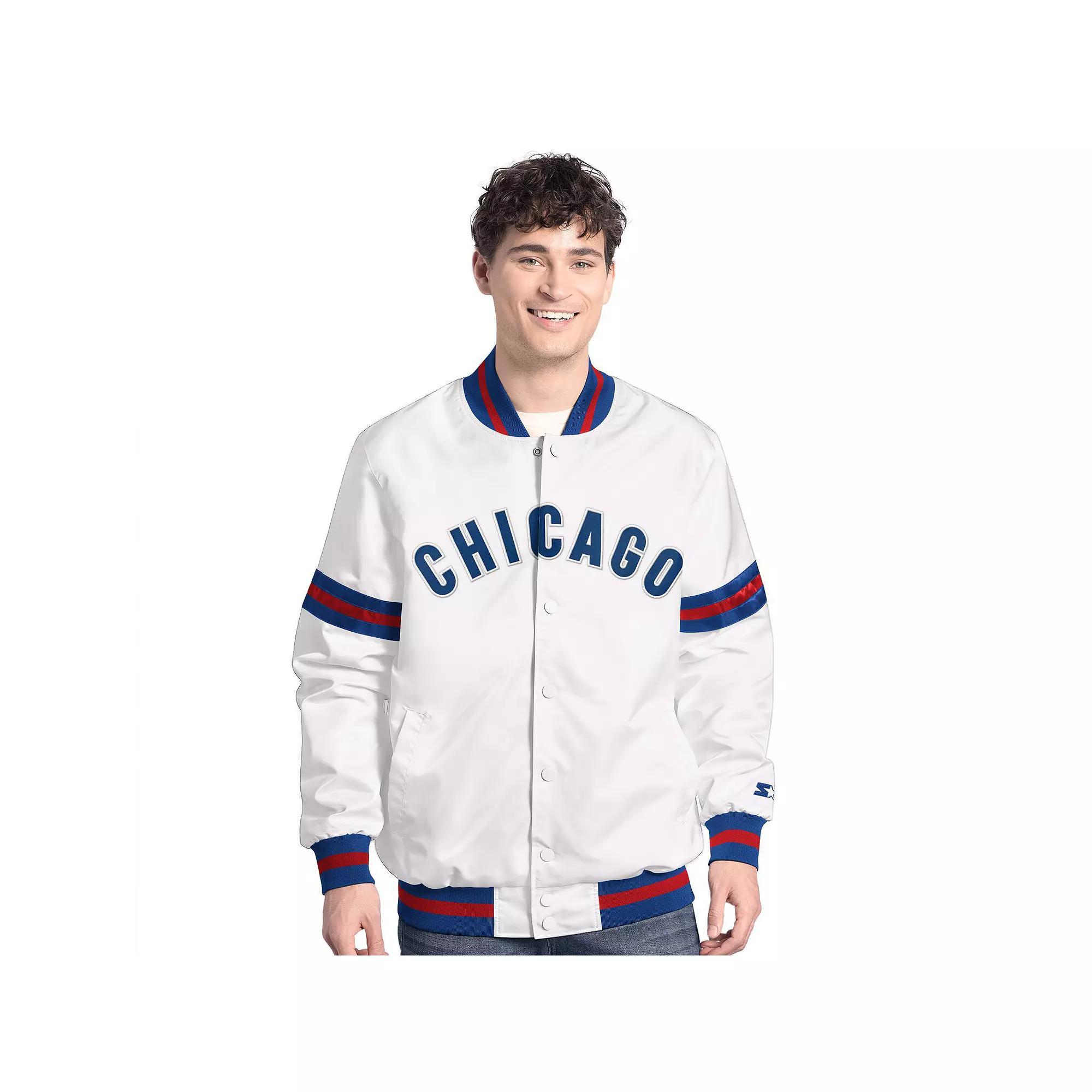 Men's Starter  White Chicago Cubs Cooperstown Scout Full-Snap Varsity Jacket, Size: Medium Product Image