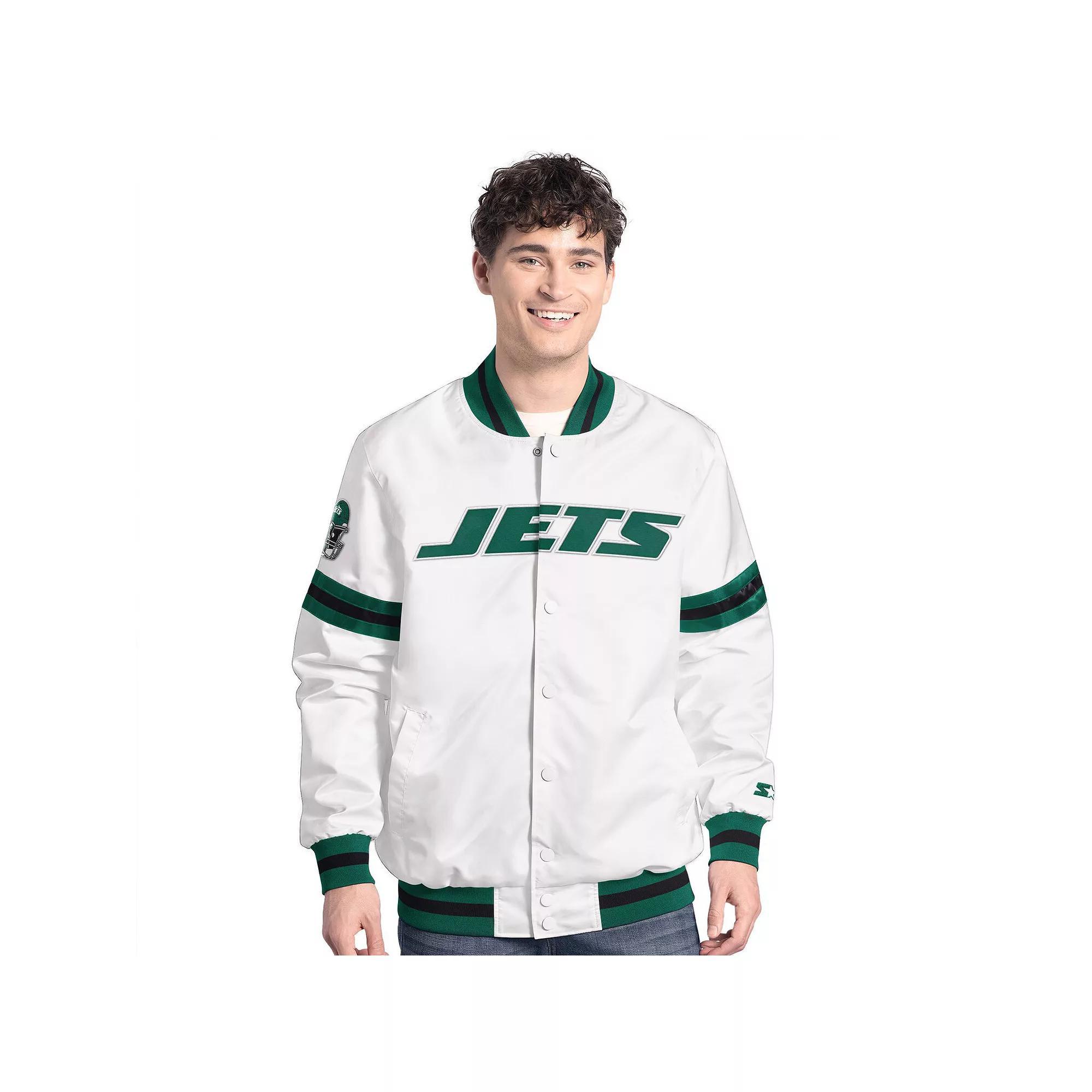 Men's Starter  White New York Jets Scout Full-Snap Varsity Jacket, Size: XL Product Image