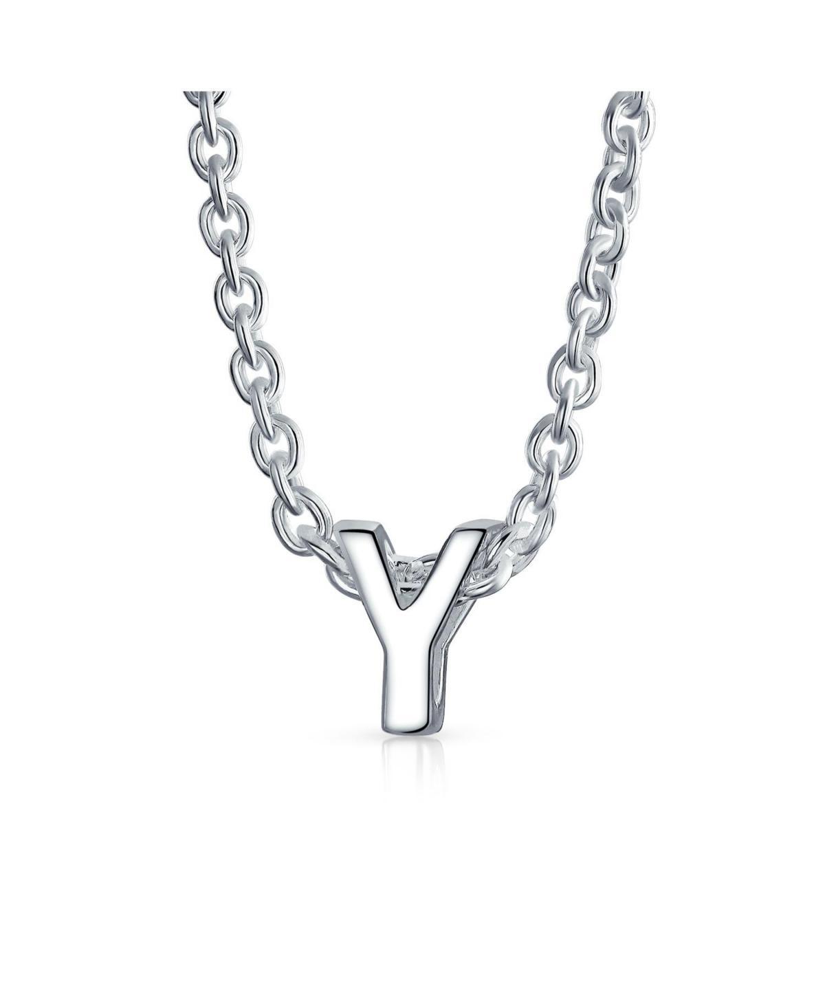 Bling Jewelry Tiny Block Letters Alphabet Pendant 925 Sterling Silver Initial Necklace For Women Product Image