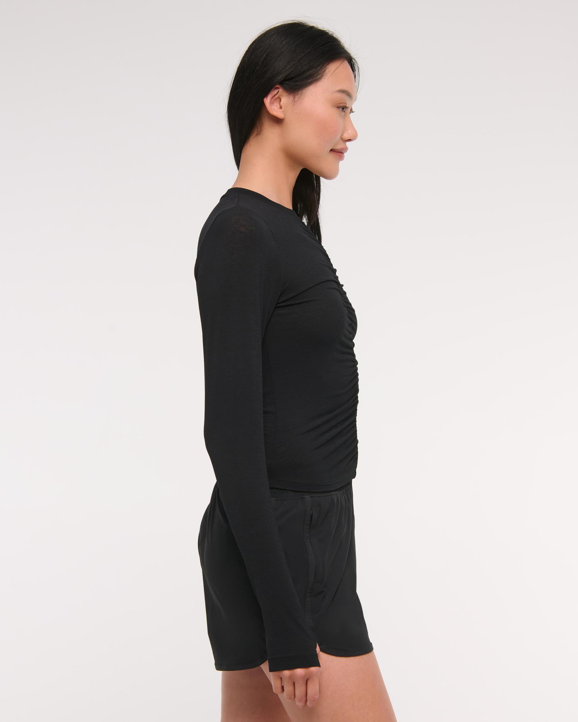 YPB Active Featherweight Long-Sleeve Ruched Tee Product Image